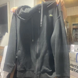 LACOSTE MEN'S ZIP-UP FLEECE HOODIE - Black - 3XL - Picture 1 of 4