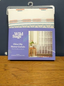 Wild Sage 72" x 72" "Chloe" Clip Multicolor Stoff Duschvorhang Neu im Paket - Bild 1 von 2