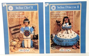 Lot of 2 Fibre Craft Doll Crochet Patterns: Indian Chief II + Indian Princess II - Picture 1 of 1