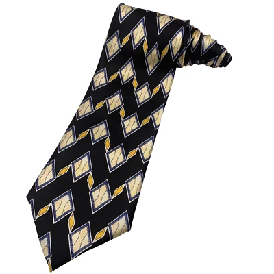HUGO BOSS Men's Green Black Geometric Classic Made in Italy Polyester Neck Tie - Imagem 1 de 4