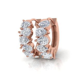 2.00 Ct Lab Grown CVD Pear Diamond Huggie Earrings Gift 18k Rose Gold Jewelry - Picture 1 of 6