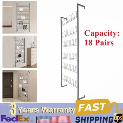 18 Pairs Wall Mounted Shoe Rack Wall Hanging Shoes Organizer Storage Stand Rack - Image 1 of 4