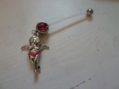 PIERCING  Intimpiercing Brustpiercing Nippel - silber - ENGEL rosa - 29mm - Bild 1 von 3