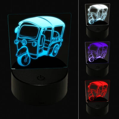 Tuk-Tuk Auto Rickshaw Thailand Asian Taxi 3D Illusion LED Night Light Sign Lamp - Image 1 of 4