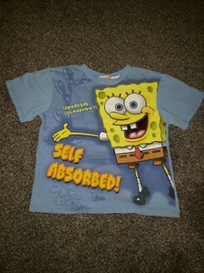 Nickelodeon Boys 6/7 Spongebob Squarepants Short Sleeve Shirt Ink flaw onSleeve - Picture 1 of 8