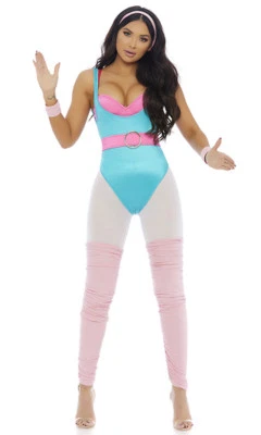 Sexy Forplay ¡Tan plástico! Disfraz de muñeca aeróbica de gran forma 7 piezas 558766 Foto 1 de 3