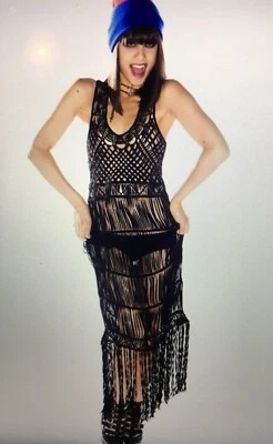 Maxi Vestido Negro Birkin Triturado Gótico Envejecido Raro UNIF Talla S Pequeño Nuevo con Etiquetas Foto 1 de 4