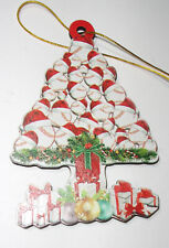 3.25" tree shape stacked white red baseballs Christmas ornament or gift tag