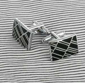 Abito da sposa nero argento quadrato righello artistico gemelli abito formale per camicia - Foto 1 di 1