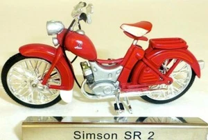 Simson SR2 Motorcycle Mofa Sr 2 Red GDR 1:24 Atlas 7168115 New Boxed LA3 Μ - Picture 1 of 6