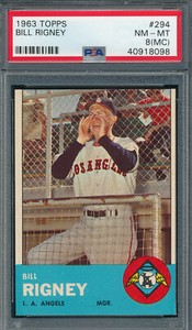 UBERCRISP PSA 8 MISCUT ERROR BILL RIGNEY 1963 TOPPS #294 GRADED NM-MINT MC TPHLC