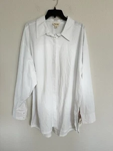 NWT Open Edit White Button Down Blouse Size 2X Classic Academia Top Workwear - Picture 1 of 6