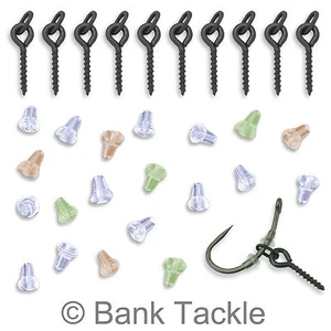 Bait Screws With Oval Link Loop x 10 + 20 x Hook Stops Carp Fishing Tackle JKJSO - Picture 1 of 4