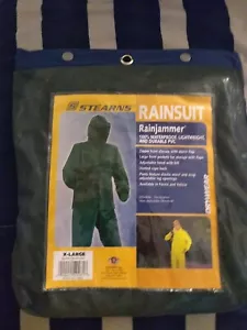  Stearns RAINJAMMER RAINSUIT Drywear Hooded JACKET & PANTS XL #8045 Gree - Picture 1 of 3