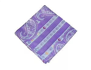 Lord R Colton Masterworks Pocket Square - Sannibel Purple Stripe Silk - New - Picture 1 of 2