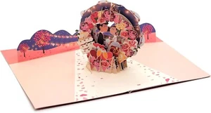 3D Pop Up Hochzeitskranz Karte - Handarbeit Verlobung oder Hochzeit Geschenk für Paar - Bild 1 von 6
