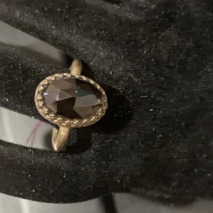 ANTIKER NATÜRLICHER RAUCHOVALER TOPAS IN MESSING METALL RING GR. 7,5 - Bild 1 von 13