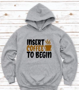Sudadera con capucha gris unisex Insert café para empezar - Imagen 1 de 2