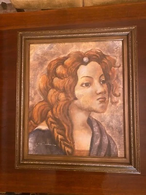J. Markham's Venus after Sandro Botticelli/ Oil on Canvas(25.5inx29.5in) Framed - Image 1 of 4