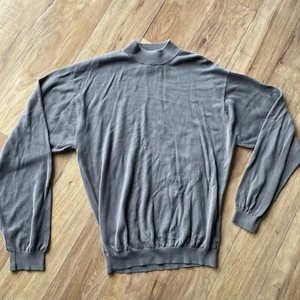 Baracuta Pullover Herren L Grau Seidenmischung Langarm Mock Neck Pulli - Bild 1 von 5