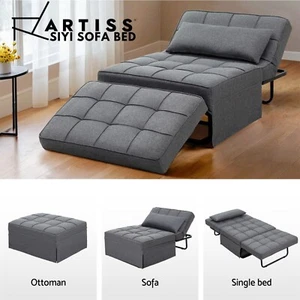 Artiss Folding Sofa Bed Recliner Couch Futon Chaise Lounge Chair Ottoman Seat - Picture 1 of 8