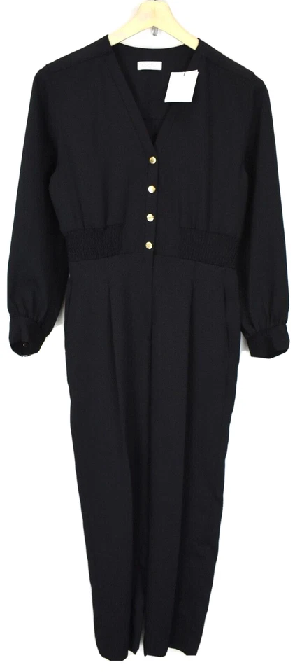 SANDRO Natalia Jumpsuit Damen (EU) 36 Langarm Mit Knöpfen Plissiert Dunkelblau - Bild 1 von 4