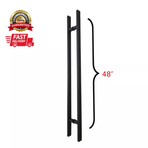 Door Pull, Entry Door Handle Rectangle ‘H’ Type - 48″ Black Cover