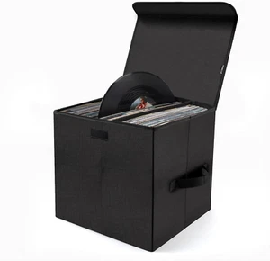Vinyl Record Storage Box for 12Inch Lps,Holds up to 80 Album,Collapsible Storage - Picture 1 of 12