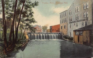 Postal vintage de Pontiac MI 1910 Knitting Mills Waterfall - Imagen 1 de 2