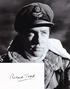 Richard Todd - The Dam Busters - Irish actor - RARE HAND SIGNED CARD + PHOTO - Bild 1 von 3