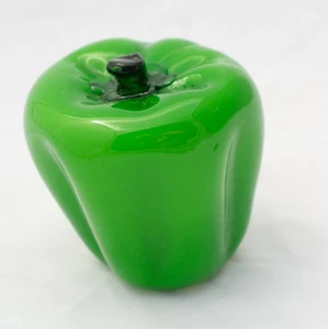 Vintage Murano Stil Glas Paprika Gemüse Grün Dekor Kunst 3,25" x 3,25" - Bild 1 von 6