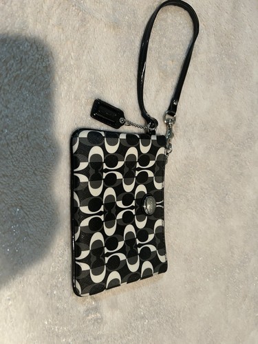 Coach Braccialetto Firmato "C" Pelle Bianco e Nero con Ferramenta Argento