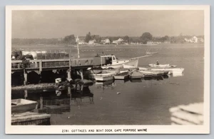 Kennebunkport ME RPPC Cape Porpoise View Cottages Boat Docks Costal Postcard M9 - Picture 1 of 2