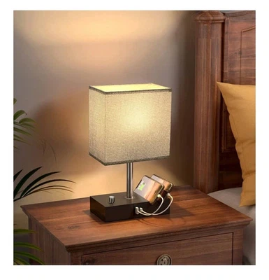 Table lamp with 2 USB ports, phone charging, Dimmable light, and modern design