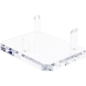 Plymor Acrylic Bev. Rectangle Base w/ 3 Prongs for Mineral, 2.75" H x 8" W x 6"D - Picture 1 of 2