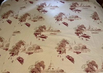 Pottery Barn Bateau Asian Toile Duvet Cover Pink Queen 1 Std Sham Blush Linen - Image 1 of 4
