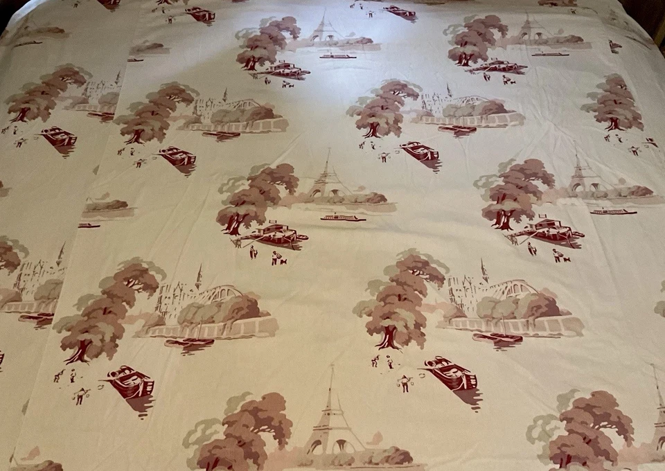 Pottery Barn Bateau Asian Toile Duvet Cover Pink Queen 1 Std Sham Blush Linen - Image 1 of 4