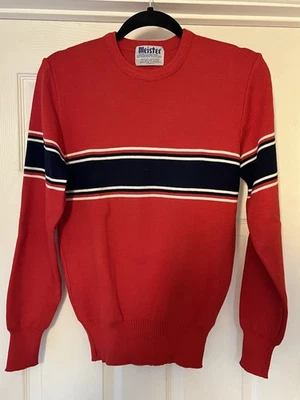 Suéter Acrílico Vintage Para Hombre MEISTER Talla S L/S Rojo/Blanco/Azul Foto 1 de 4