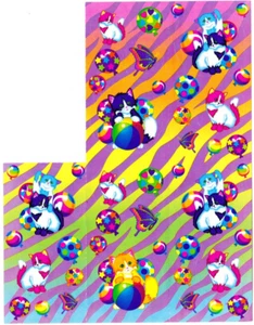 Lisa Frank - Round BALL CATS INCOMPLETE Authentic Vintage Sticker Sheet - S215 - Picture 1 of 2