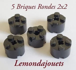 Lot de 5 x Pièces Lego 3941 Brick Round 2x2 Axle Hole Noir Black Brique Ronde - Picture 1 of 2