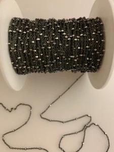Black Rhodium Plated over 925 sterling silver, necklace chain with sparkle beads - Picture 1 of 2
