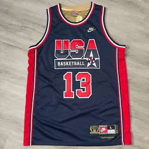 Autentica maglia CHRIS MULLIN 1992 Dream Team Large 44 Nike Throwback Warriors - Foto 1 di 10