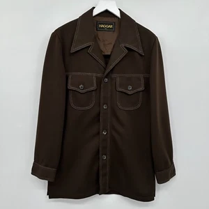 Vintage 70s Haggar Jacket Shacket Mens 40L Knit Dagger Collar Western Grunge - Picture 1 of 12