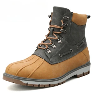 Men's Tooling Boots Outdoor Warm Waterproof Non-slip Fur Leather Snow Boots - Picture 1 of 30