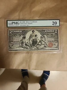 RARE 1896 $2 Silver Certificate Educational Note PMG 20 Very Fine Fr#248 - Picture 1 of 7