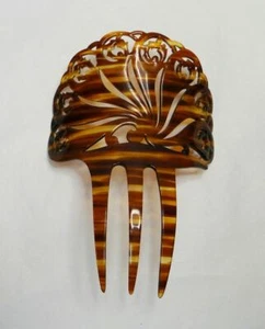 Antique vintage carved Victorian hair comb faux tortoise shell celluloid #8 - Picture 1 of 4