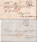 C16449-INCOMING MAIL, 2 PREF., DA VERCELLI A MAGADINO, AD ANTOGNINI, 1854-55