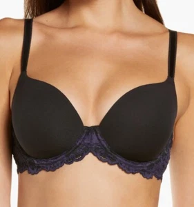 Instant Icon T-Shirt Bra Wacoal 853322 Black And Purple 32D - Picture 1 of 5