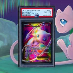 Mew EX Full Art 120/124 2012 Pokemon Dragons Exalted PSA 8 MINT Black and White - Picture 1 of 7