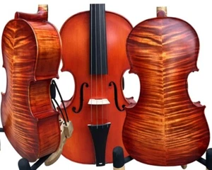 Flames maple Viola 18 inch,Higher Rib,Hand Made Big Rich Deep bass Sound - Picture 1 of 11